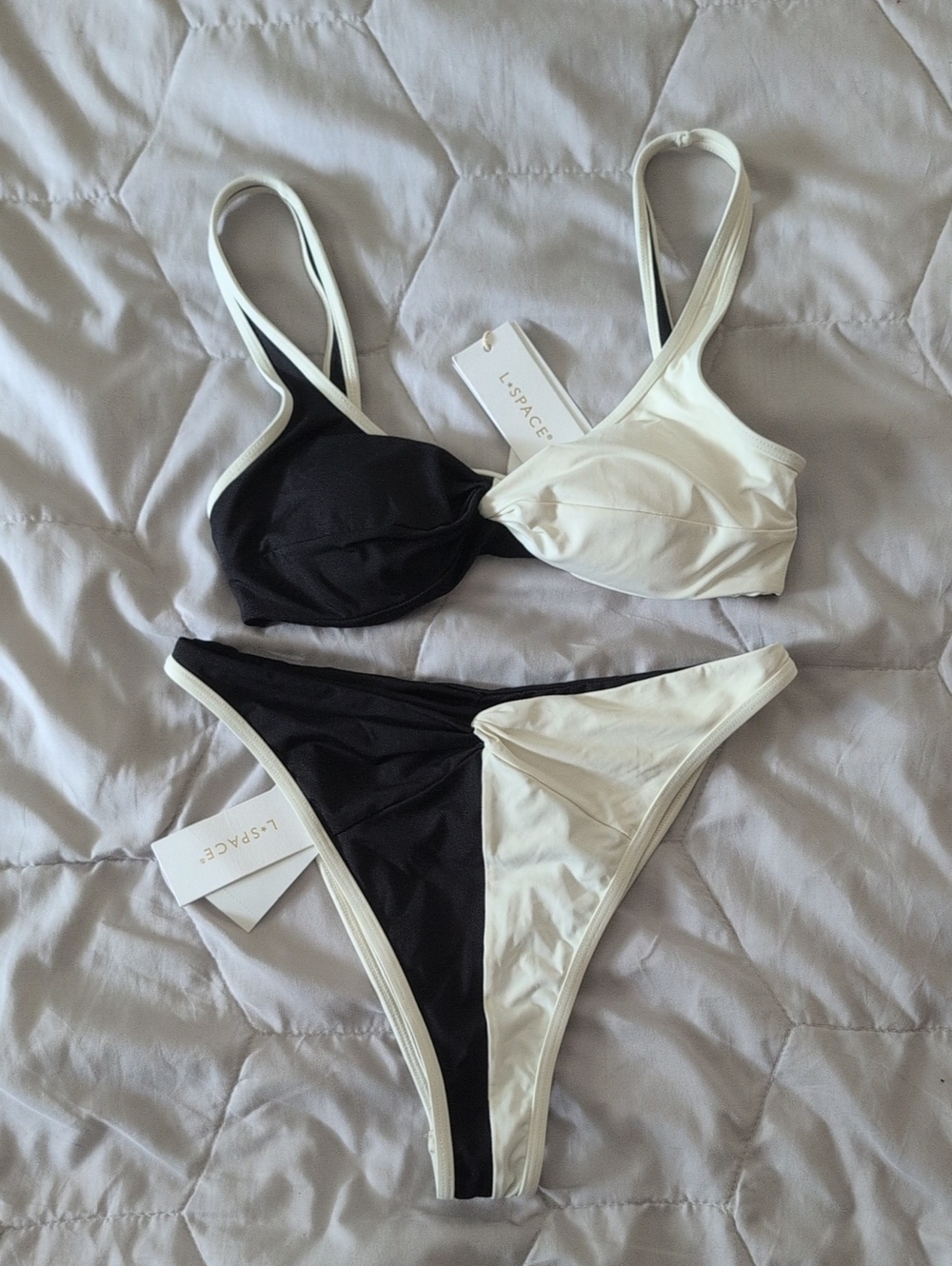 NWT l*space Black & White Colorblock Bikini Set